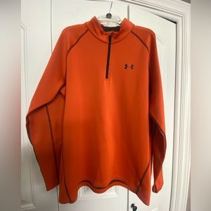 Men’s Under Armour half-zip pullover, orange, cold gear, size 2XL